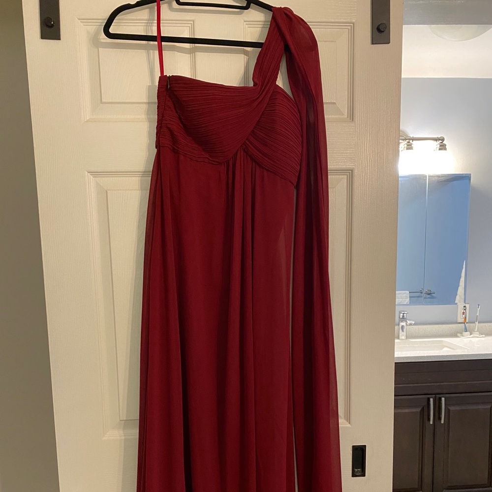 Burgundy one sleeve dress